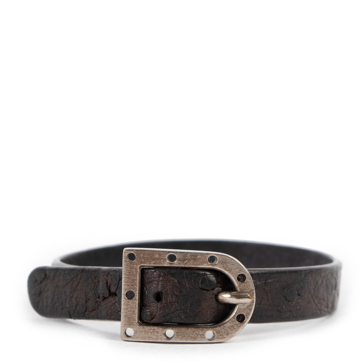 Delvaux Black Ostrich Leather D Bracelet
