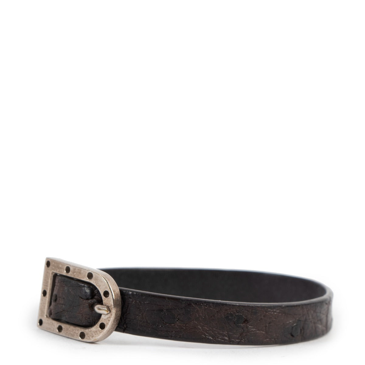 Delvaux Black Ostrich Leather D Bracelet