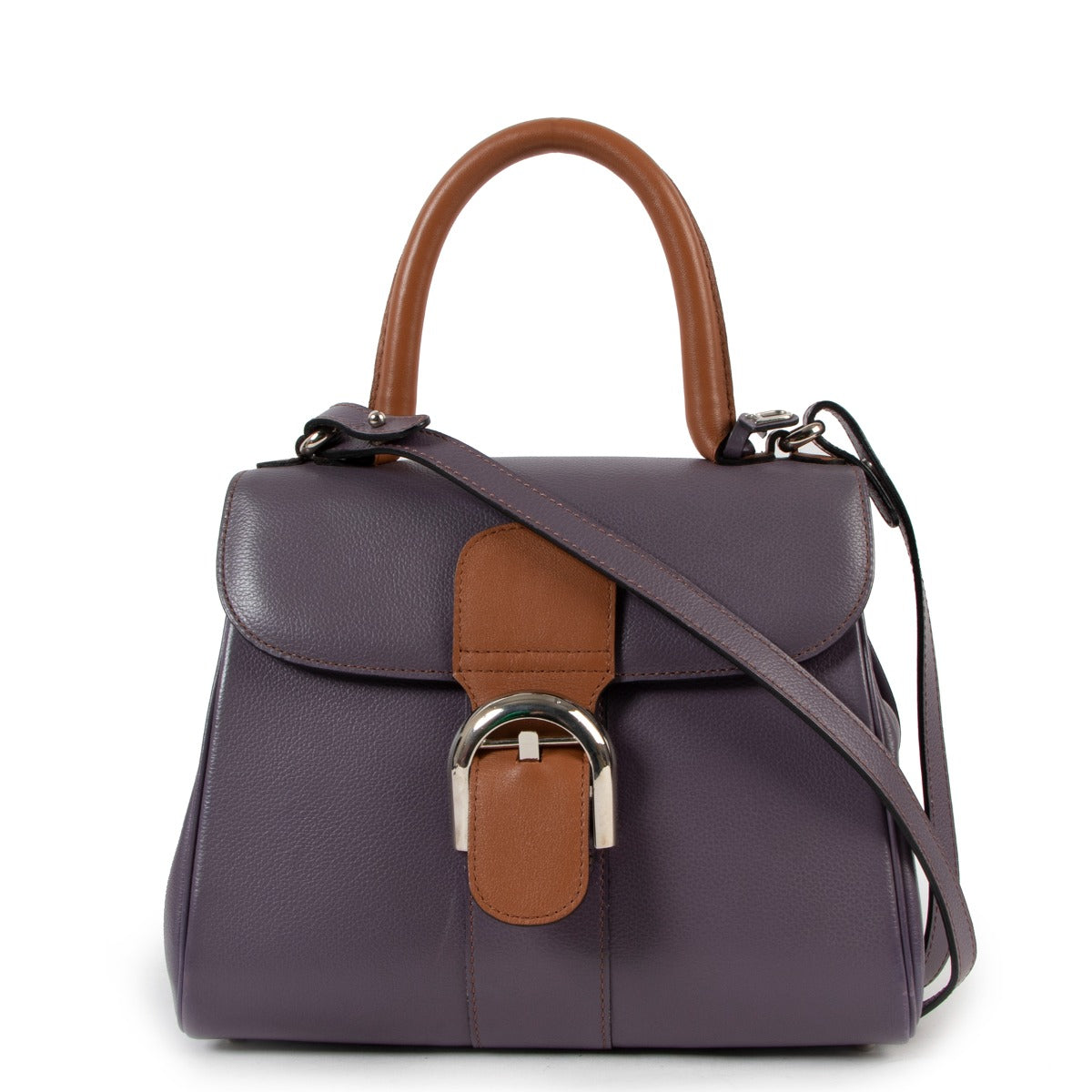 Buy online authentic second hand Delvaux Bi-color Mauve/Fauve Brillant PM in very good condition at Labellov in Antwerp