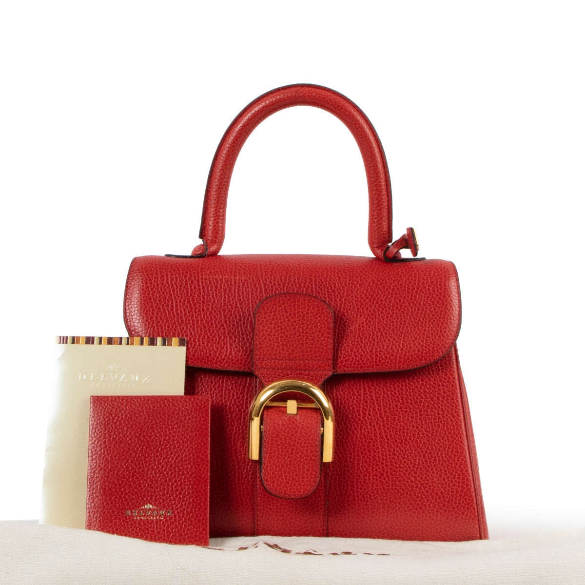 100% authentic second hand Delvaux Brillant PM Red leather top handle