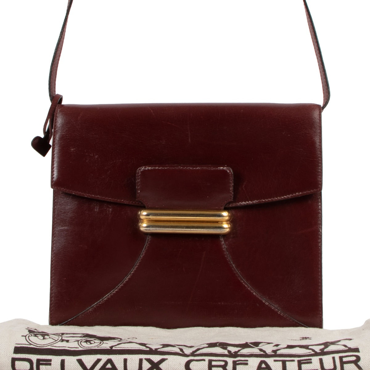 Delvaux Burgundy Leather Vintage Crossbody Bag
