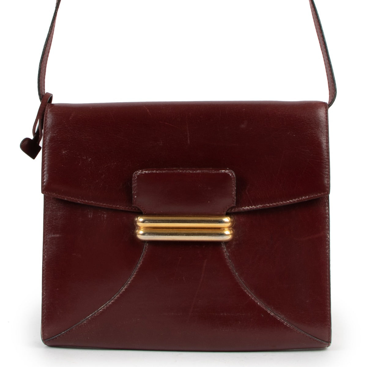 Delvaux Burgundy Leather Vintage Crossbody Bag