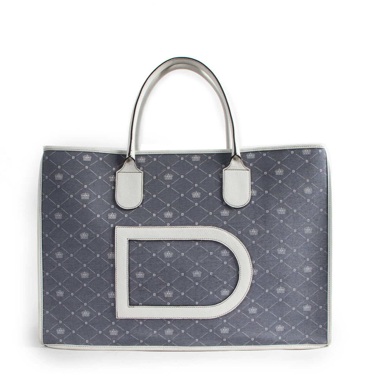 Delvaux Blue/White Frame Tote Bag
