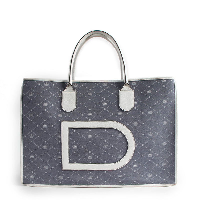 Delvaux Blue/White Frame Tote Bag