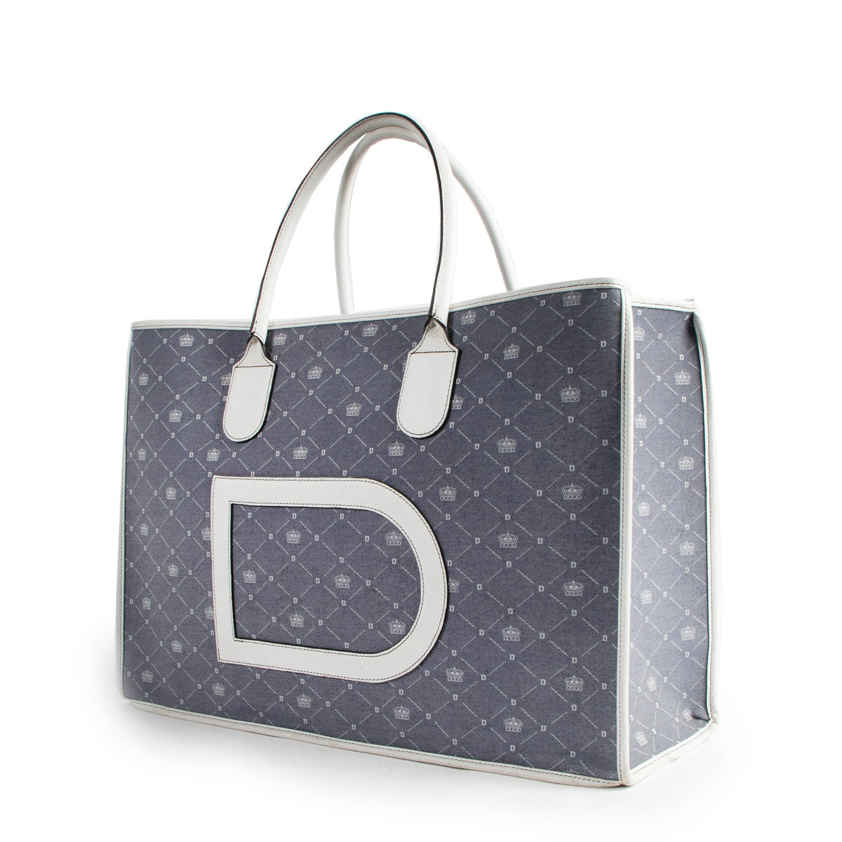 Delvaux Blue/White Frame Tote Bag