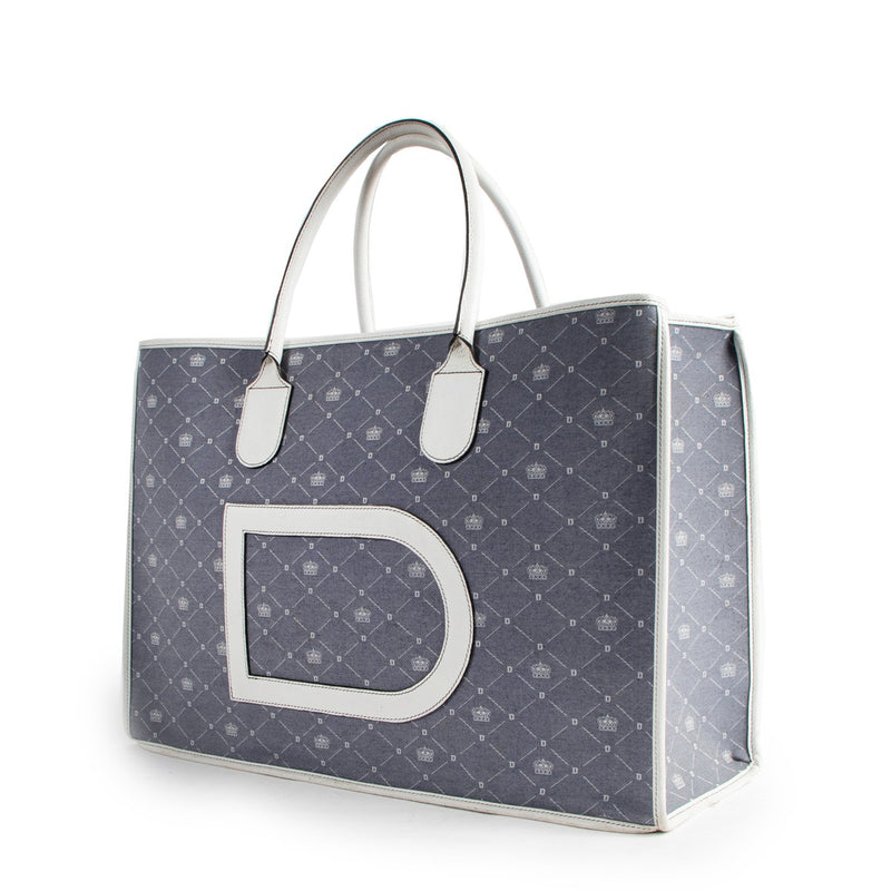 Delvaux Blue/White Frame Tote Bag