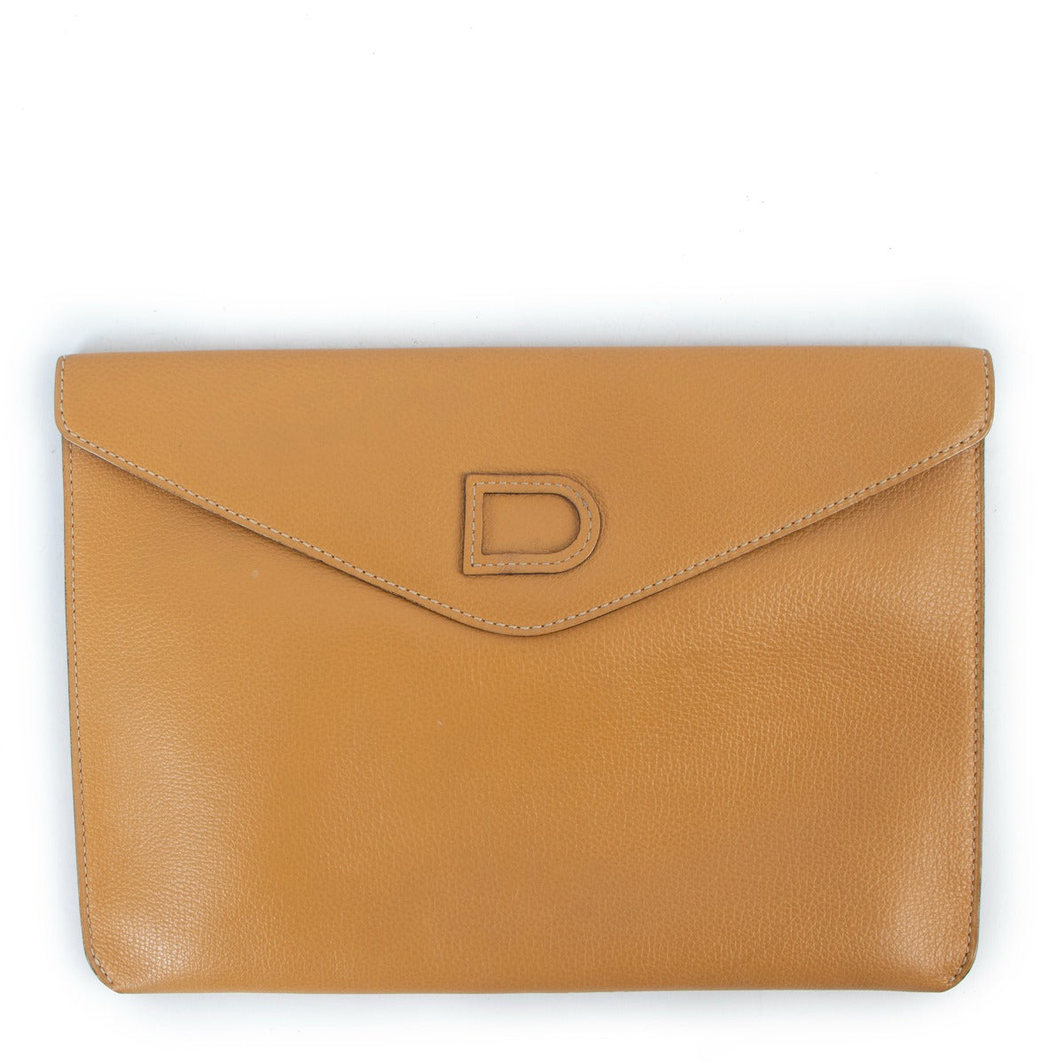 Delvaux Yellow Grained Leather Clutch