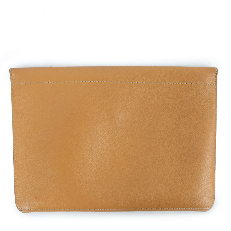 Delvaux Yellow Grained Leather Clutch