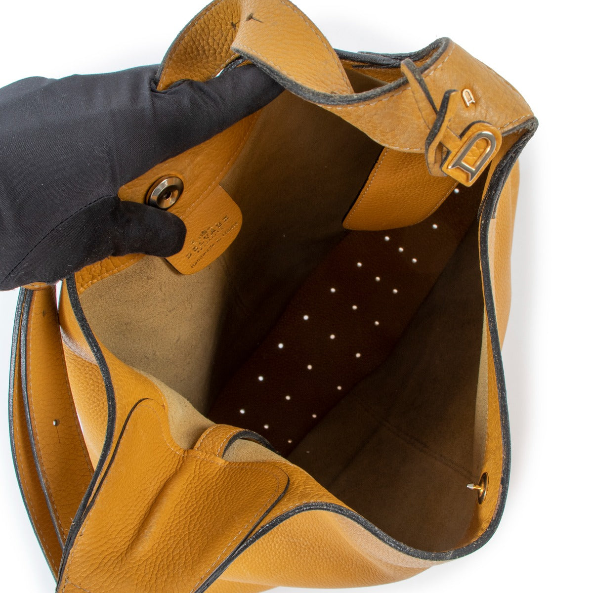 Buy an authentic second hand Delvaux Yellow Satan Shoulder Bag in good pre-loved condition at Labellov