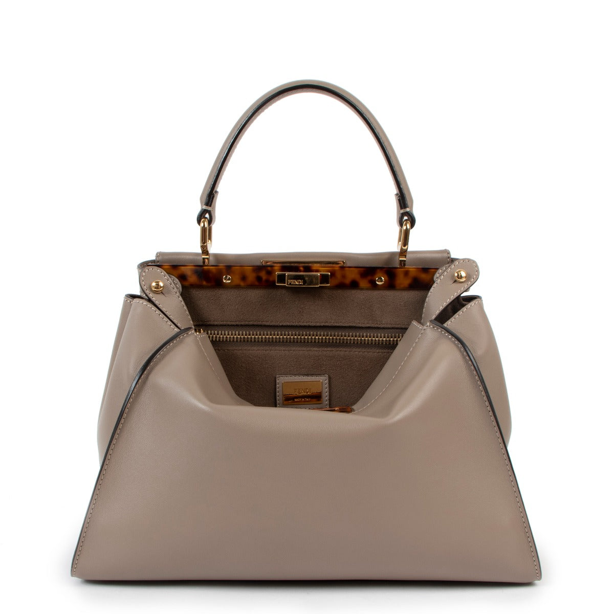 shop second hand Fendi Peekaboo Medium Dove Grey Handbag at labellv.com