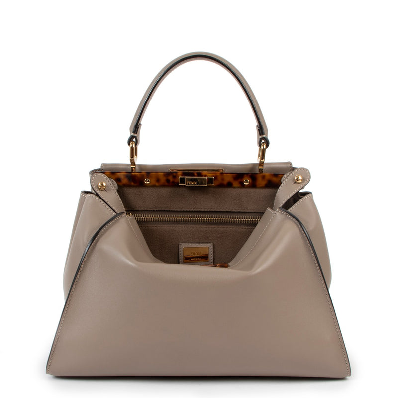 shop second hand Fendi Peekaboo Medium Dove Grey Handbag at labellv.com