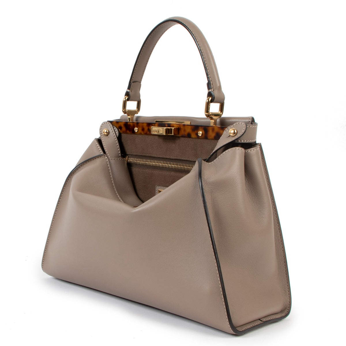 shop second hand Fendi Peekaboo Medium Dove Grey Handbag at labellv.com