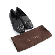 100% authentic second hand Gucci Black Studded Interlocking GG Logo Loafers at Labellov.com