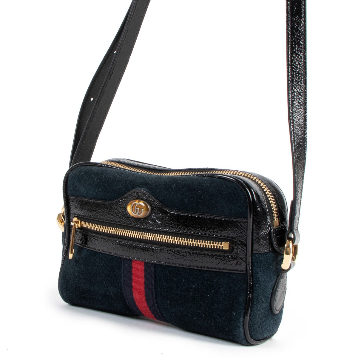 Gucci Ophidia Blue Suede Mini Crossbody Bag