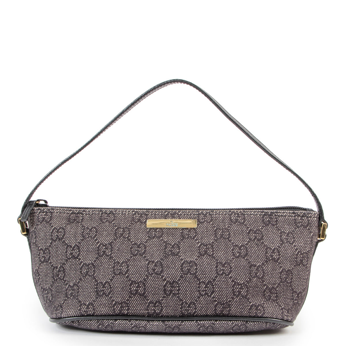 Gucci Monogram Denim Canvas Baguette Mini Bag for the best price at Labellov
