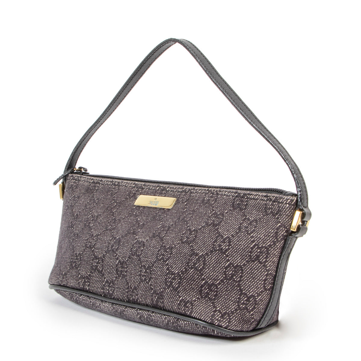 Gucci Monogram Denim Canvas Baguette Mini Bag