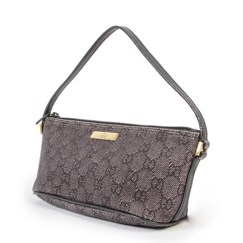 Gucci Monogram Denim Canvas Baguette Mini Bag