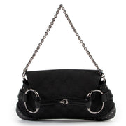 shop and sell vintage authentic Gucci Black GG Canvas Horsebit Clutch Shoulder Bag on Labellov.com