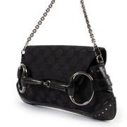shop and sell vintage authentic Gucci Black GG Canvas Horsebit Clutch Shoulder Bag on Labellov.com