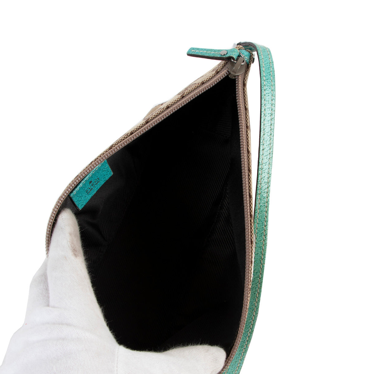 Gucci Monogram & Blue Canvas Boat Baguette Bag