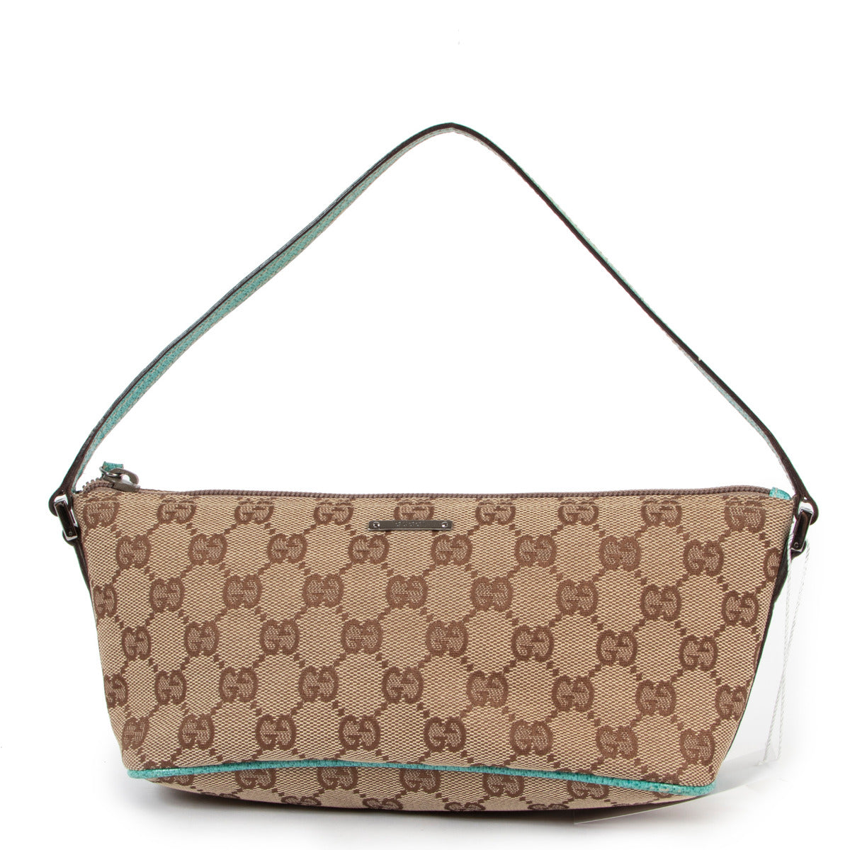 Gucci Monogram Blue Canvas Baguette Mini Bag for the best price