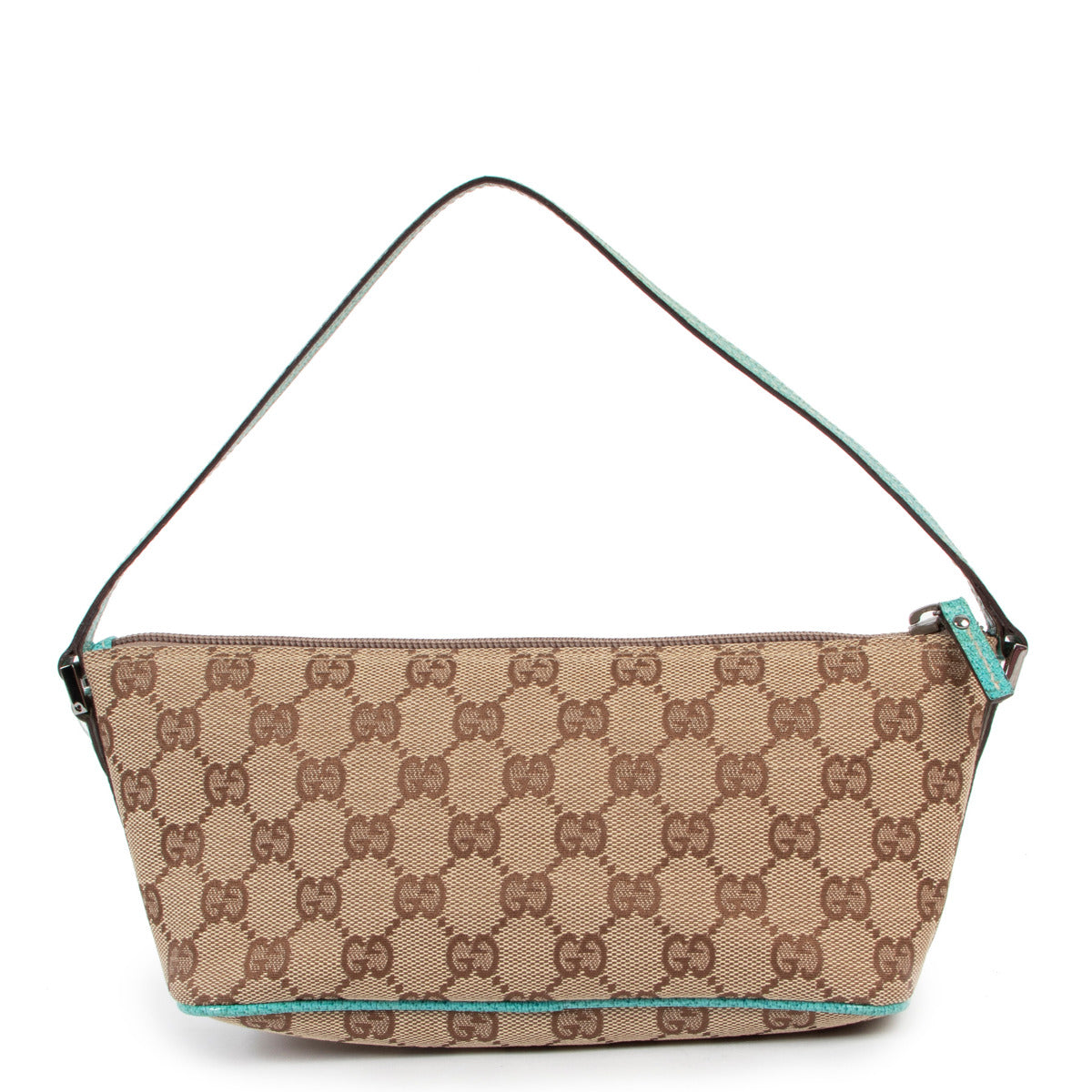 Gucci Monogram & Blue Canvas Boat Baguette Bag