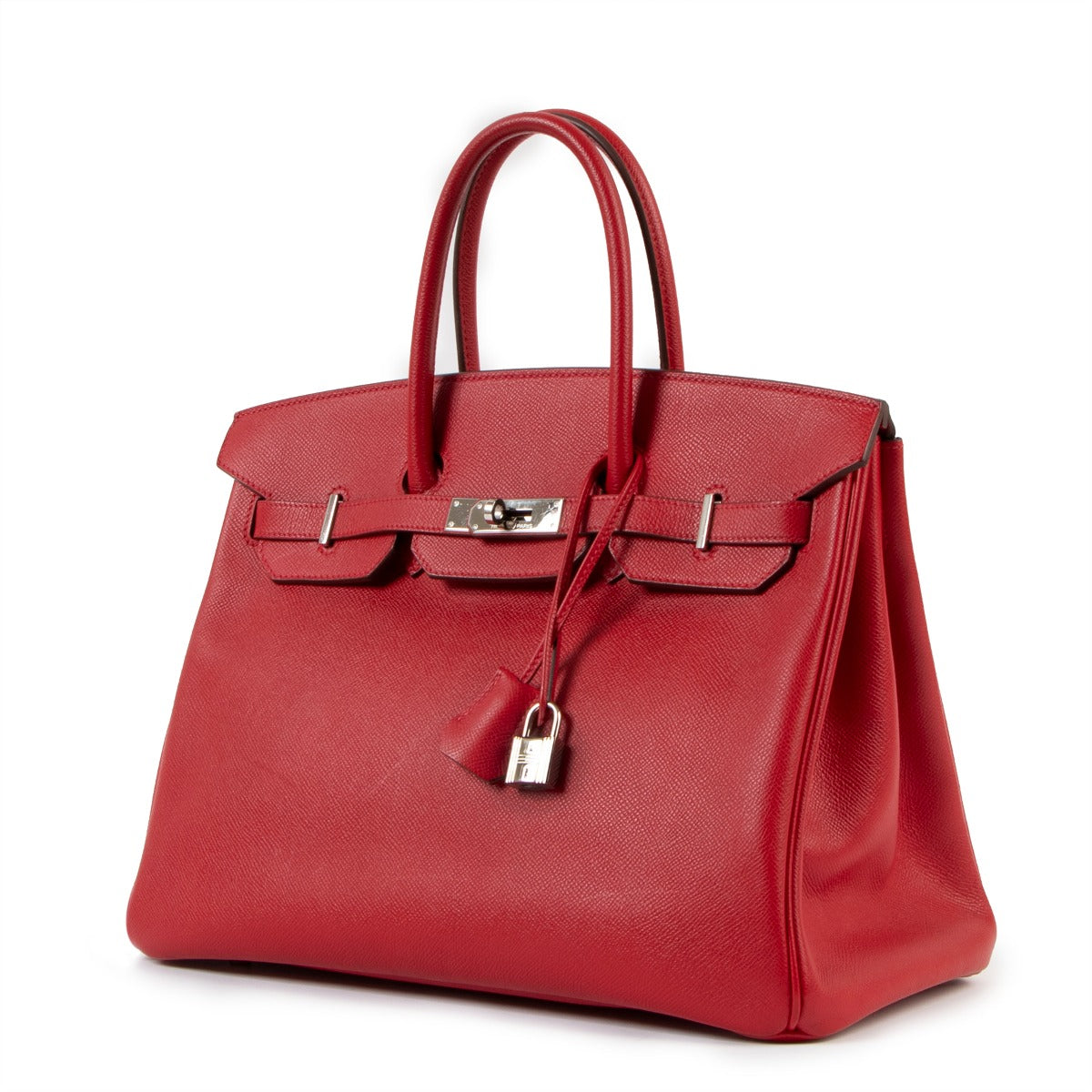 Second hand hermes birkin 35 red epsom palladium hardware