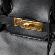 Hermès Birkin 35 Black Box Gold Hardware Logo Engraving