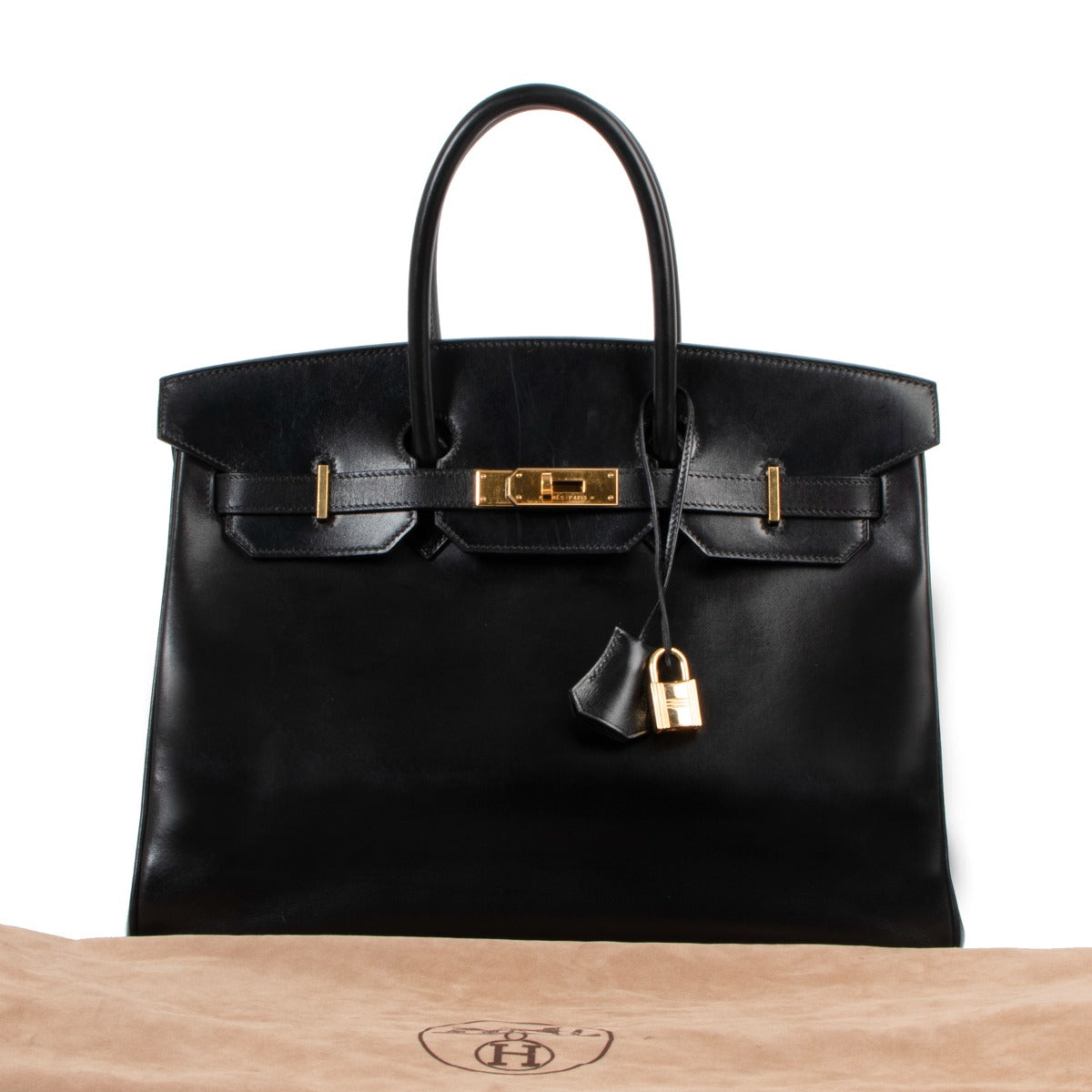 Authentic second hand Hermes Birkin 35 Box Black Gold Hardware on Labellov.com