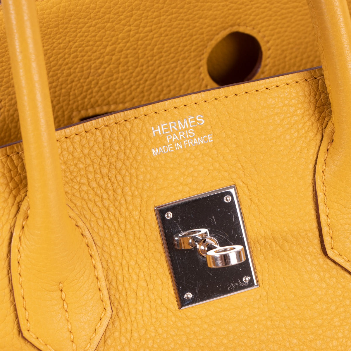 hermes birkin 35 yellow logo stamp detail