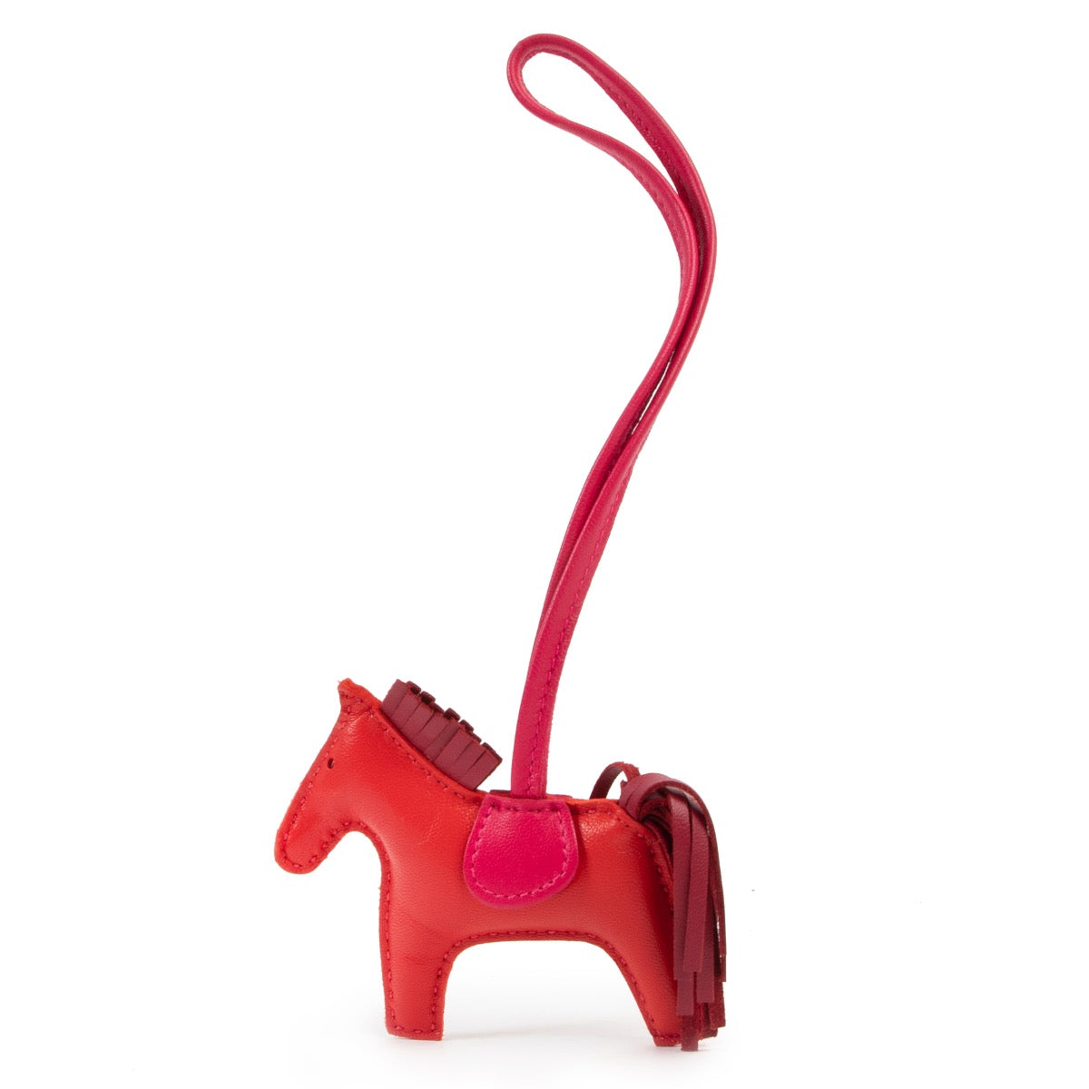 Shop safe online at Labellov in Antwerp this 100% authentic second hand Hermès Red Lambskin Rodeo Horse Bag Charm