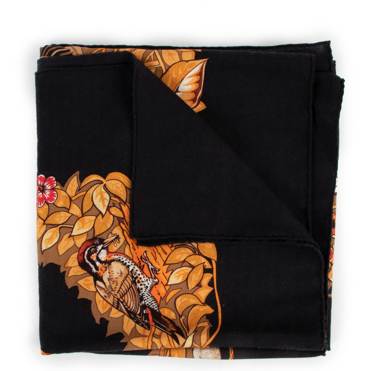 Hermès Black 'Jungle Love' Cashmere 140 Scarf