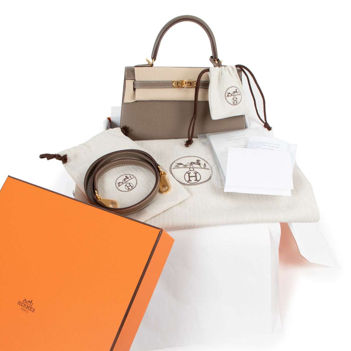 Hermès Kelly 25 Etoupe Epsom GHW