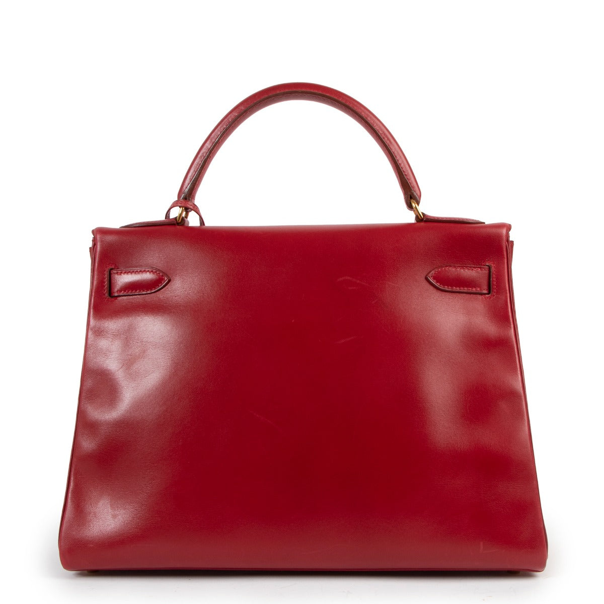 Hermès Vintage Kelly 32 Rouge Vif Tadelakt Gold Hardware