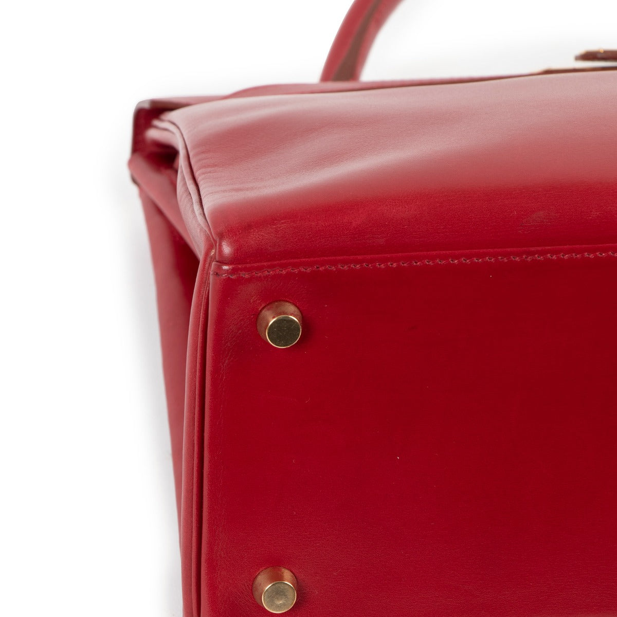 Hermès Vintage Kelly 32 Rouge Vif Tadelakt Gold Hardware