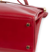 Hermès Vintage Kelly 32 Rouge Vif Tadelakt Gold Hardware