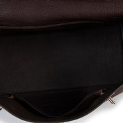 Hermès Kelly 50 Voyage Ebene Fjord Canvas Palladium Hardware