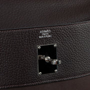 Second hand Hermès Kelly 50 Voyage Ebene Fjord Canvas Palladium Hardware at Labellov