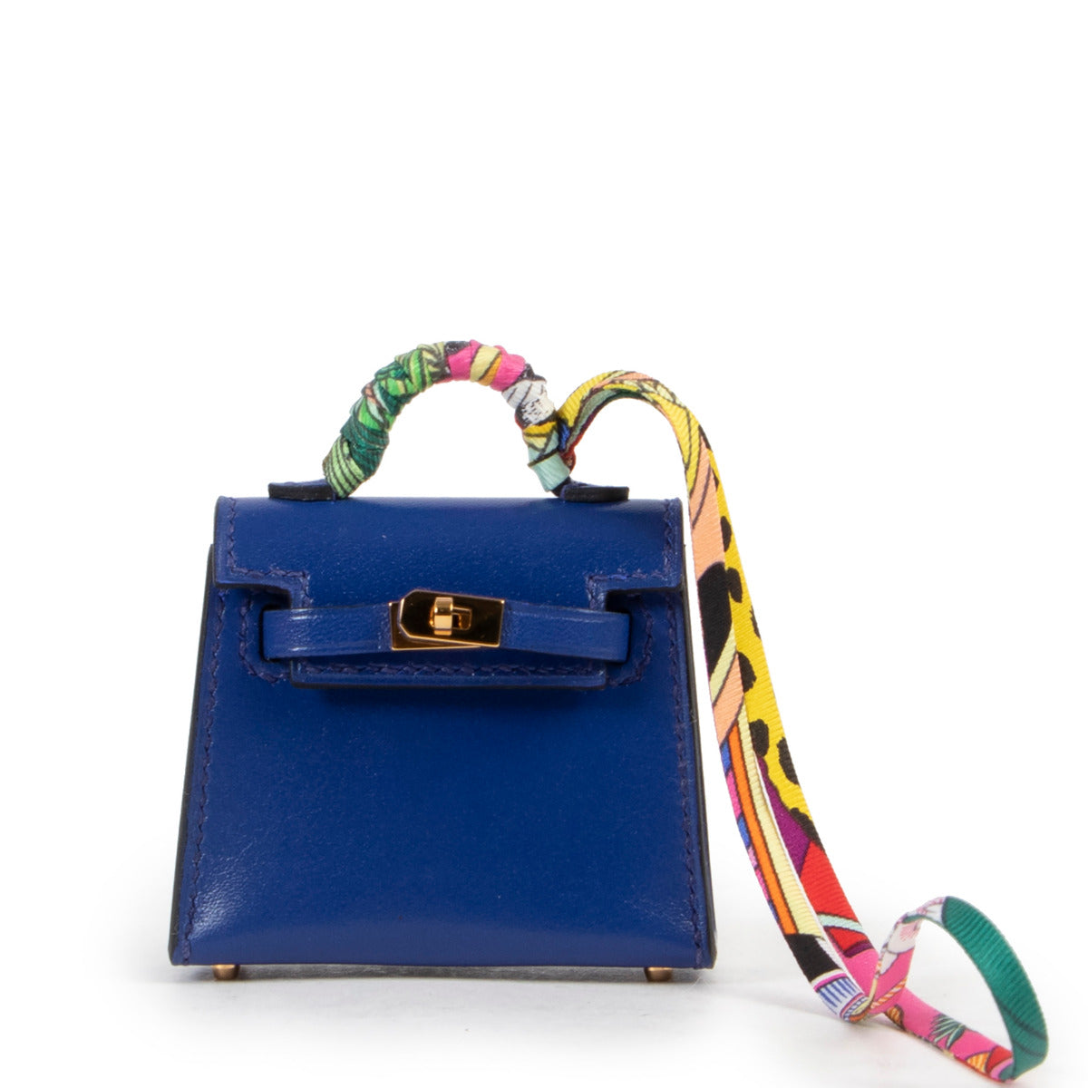 Hermes Kelly Mini Twilly Veau Tadelakt Bleu Electrique for the best price at Labellov