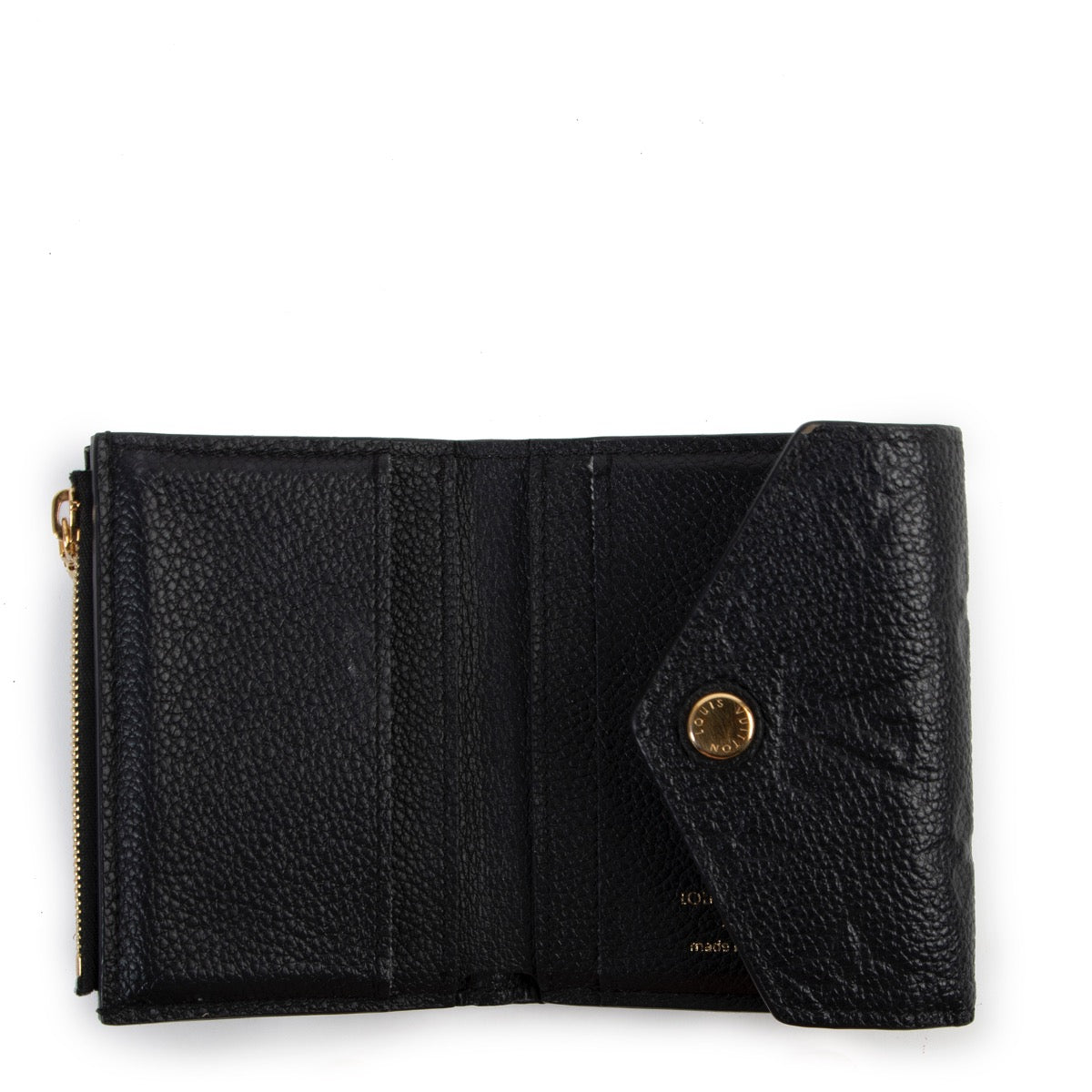 Shop safe online at Labellov in Antwerp this 100% authentic second hand Louis Vuitton Navy Monogram Empreinte Victorine Wallet