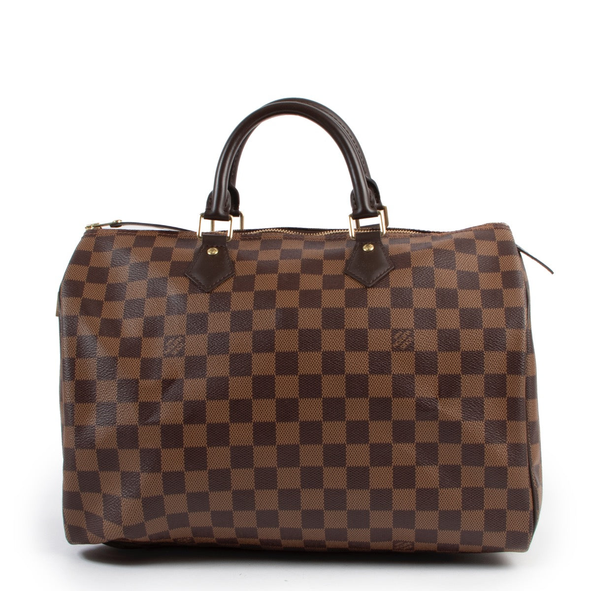 koop veilig online Louis Vuitton Damier Ebene Speedy 35 Top handle