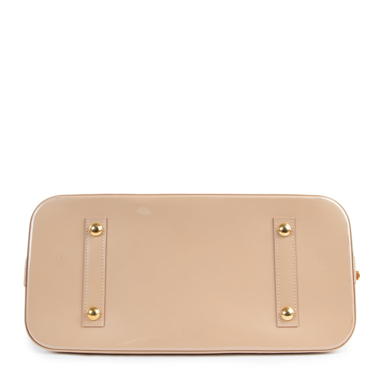 Buy authentic second hand Louis Vuitton Alma GM Monogram Vernis Blanc Corail in good condition at Labellov in Antwerp.