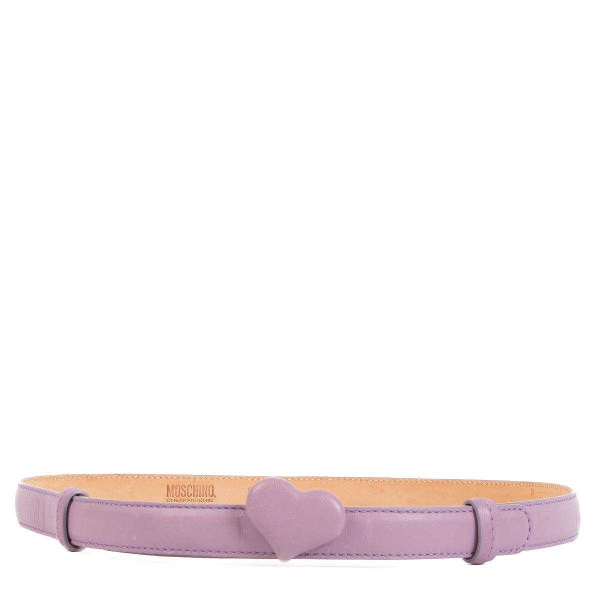 Moschino Lilac Leather Heart Belt