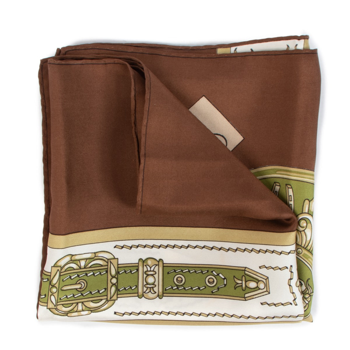 Pierre Cardin Brown Print Silk Scarf