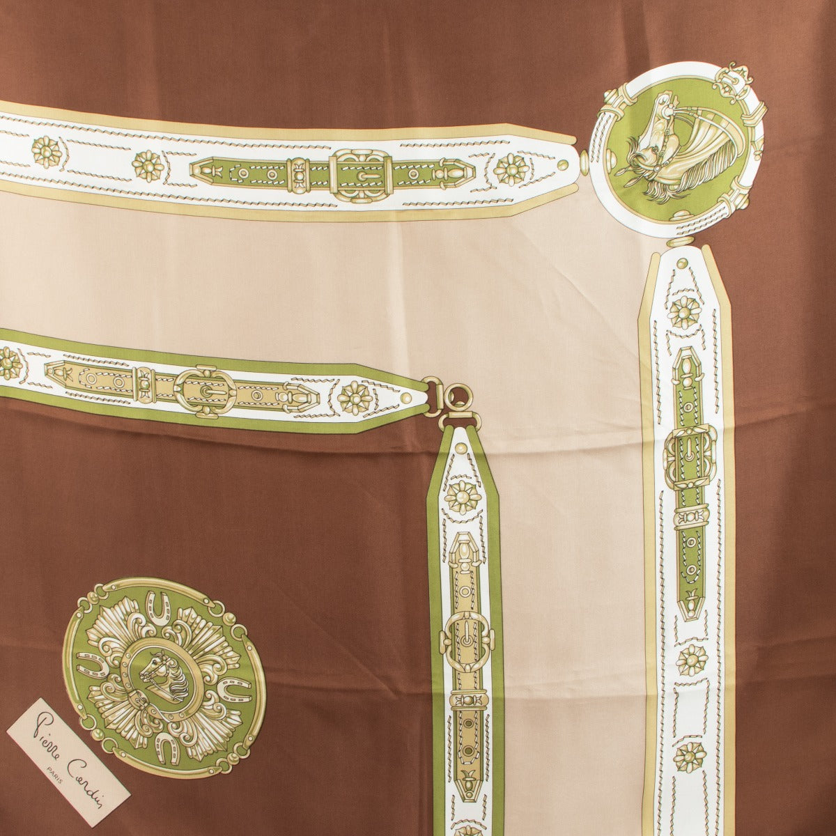 Pierre Cardin Brown Print Silk Scarf