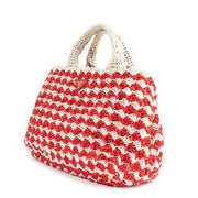 Prada Red Raffia Crochet Canapa Tote Bag
