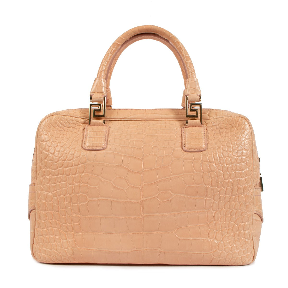 Versace Coral Pink Croc Vanitas Demetra Bag