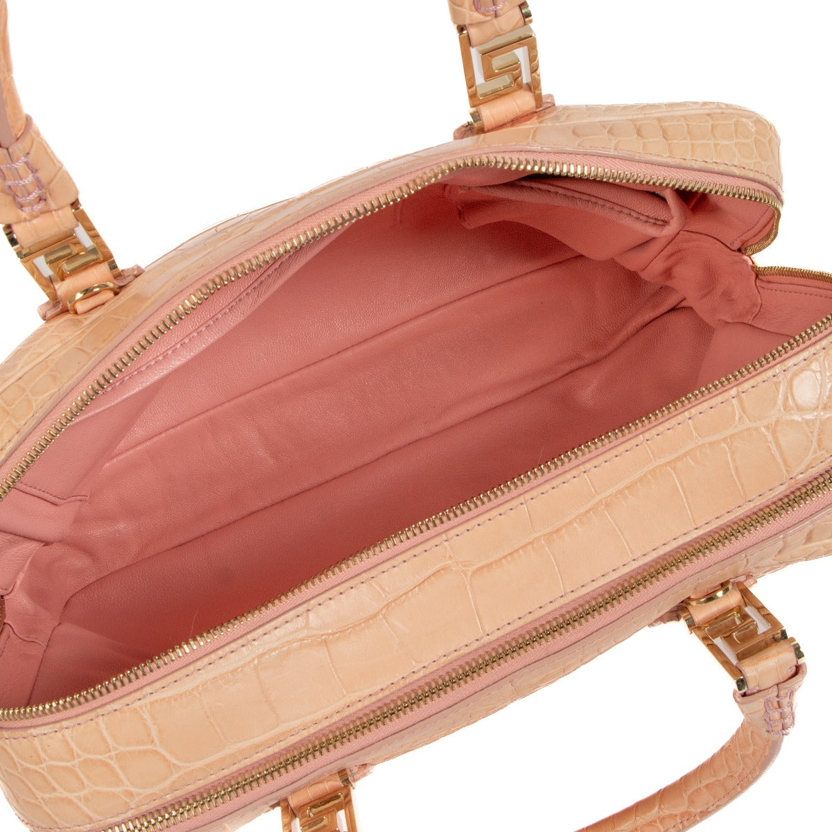 Versace Coral Pink Croc Vanitas Demetra Bag