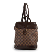 Shop safe online 100% authentic second hand Louis Vuitton Damier Ebene Canvas Soho Backpack at Labellov in Antwerp.