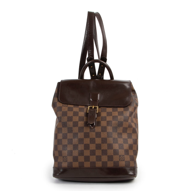 Shop safe online 100% authentic second hand Louis Vuitton Damier Ebene Canvas Soho Backpack at Labellov in Antwerp.
